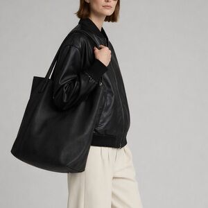 JM Black Leather Tote Bag new with tags